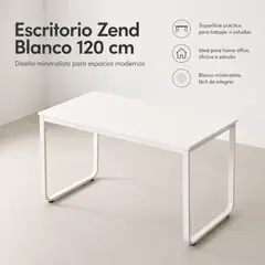 SPACE HOME - Escritorio Zend Blanco 120 cm Moderno y Funcional para Trabajar o Estudiar en Casa