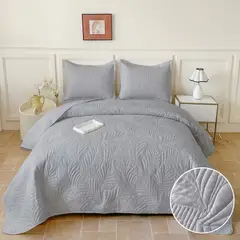 GENERICO - Cubrecama de Verano Liviano Quilt 1.5 Plazas con Diseño Gris