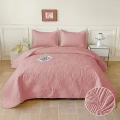 GENERICO - Cubrecama de Verano Liviano Quilt 2 Plazas con Diseño Rosa