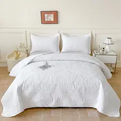 GENERICO - Cubrecama de Verano Liviano Quilt 2 Plazas con Diseño Blanco