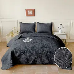 GENERICO - Cubrecama de Verano Liviano Quilt 2 Plazas con Diseño Negro