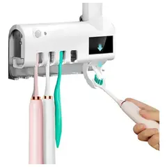 GENERICO - Esterilizador de cepillos de dientes inteligente con luz UV y dispensador de pasta dental integrado