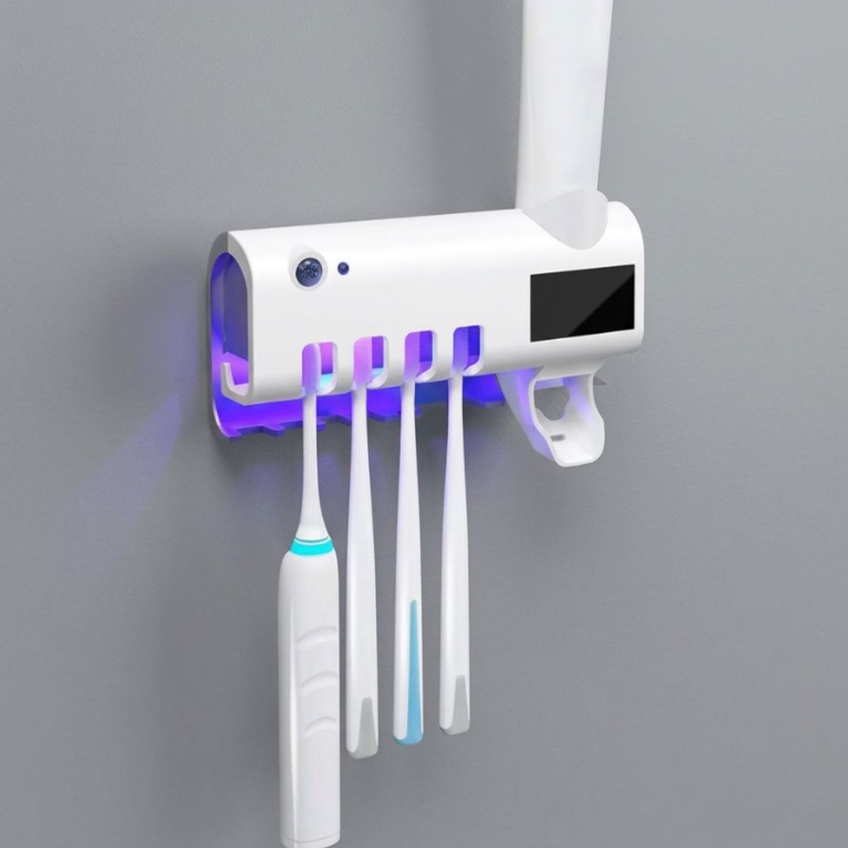 GENERICO - Esterilizador de cepillos de dientes inteligente con luz UV y dispensador de pasta dental integrado