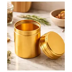 GENERICO - Contenedor Aluminio Hermético Hierba -120 ml color Dorado