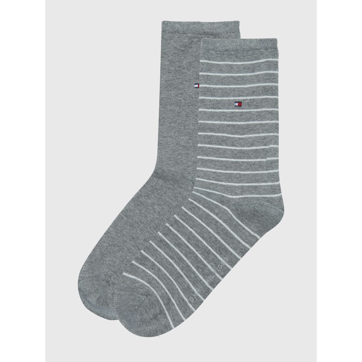 TOMMY HILFIGER - Pack De 2 Calcetines De Rayas Gris Tommy Hilfiger