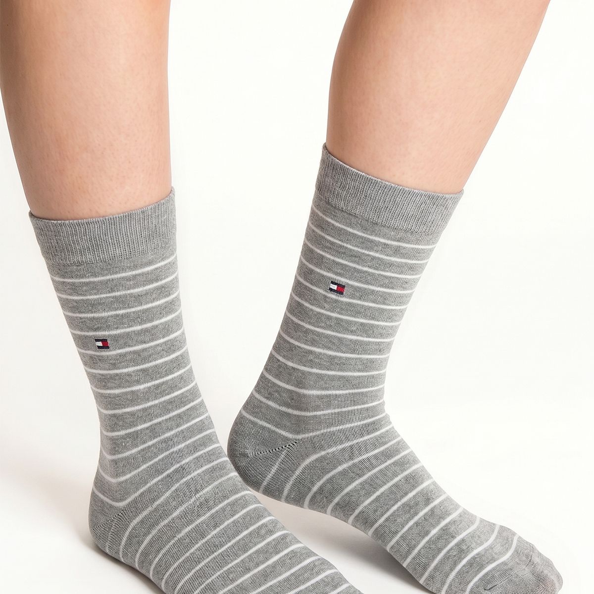 TOMMY HILFIGER - Pack De 2 Calcetines De Rayas Gris Tommy Hilfiger