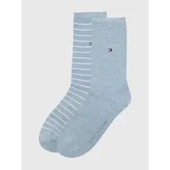 TOMMY HILFIGER - Pack De 2 Calcetines De Rayas Celeste
