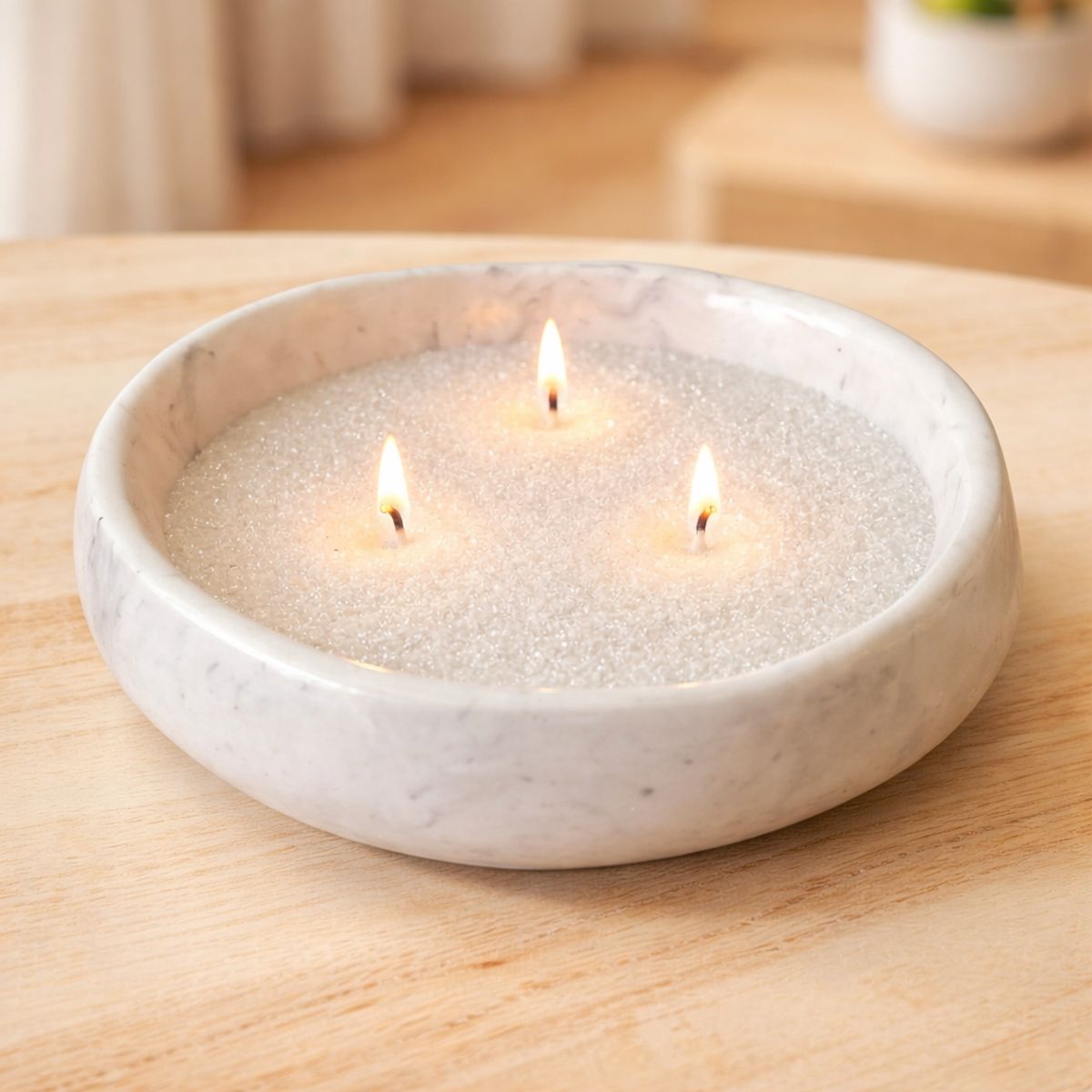 GENERICO - Dúo Pack Laguna - Recipiente Decorativo + Cera de Arena 180g + 10 Pabilos - Carrara