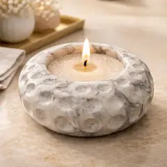 GENERICO - Dúo Pack Lunar - Recipiente Decorativo + Cera de Arena 180g + 10 Pabilos - Carrara