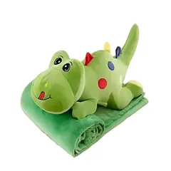GENERICO - Peluche Almohadilla Decorativa + Manta Térmica de 1 Plaza verde