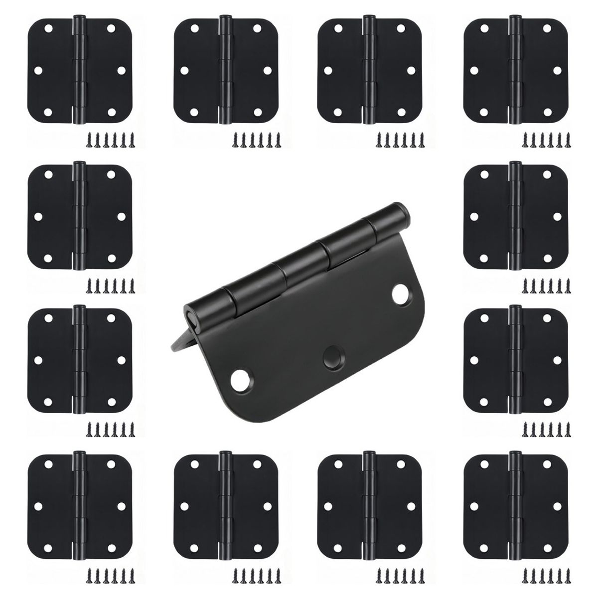 VIDA BUENAS - 12pack Bisagra Puerta Cuadrada 3.5x3.5in 2.2mm Espesor Negro