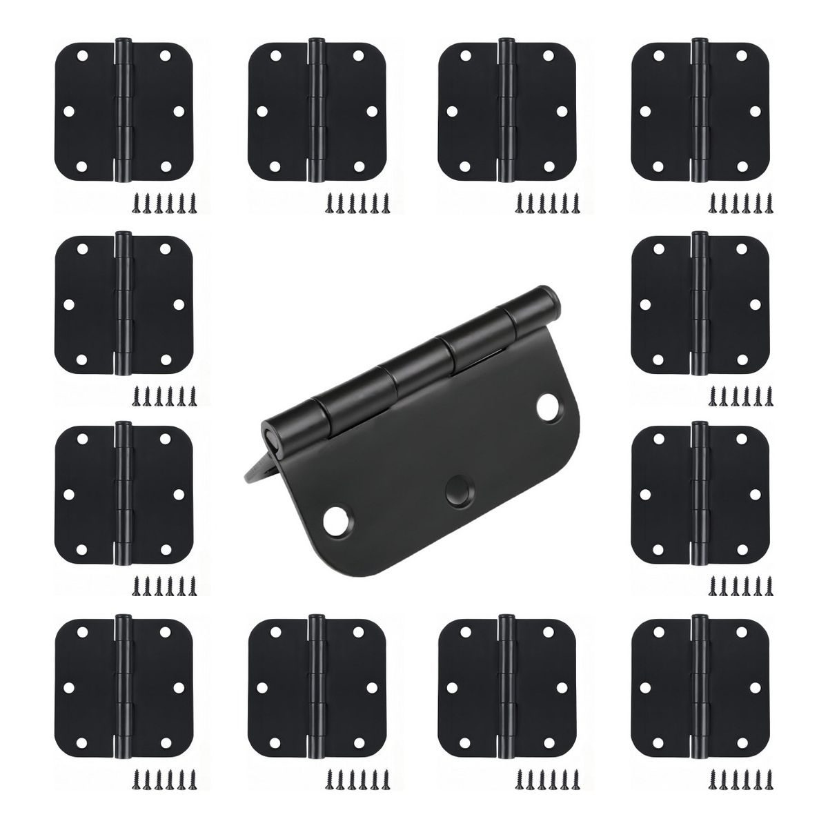 VIDA BUENAS - 12pack Bisagra Puerta Cuadrada 3.5x3.5in 2.2mm Espesor Negro