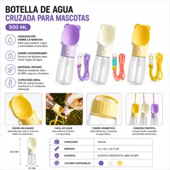 GENERICO - Botella Agua Portatil Mascotas 500 Ml Paseo Viaje Practica