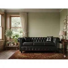 GENERICO - Chesterfield 3 Cuerpos PU Negro