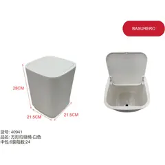 GENERICO - Basurero (BLANCO CON TAPA - 28CM*21.5CM*21.5CM) 40941