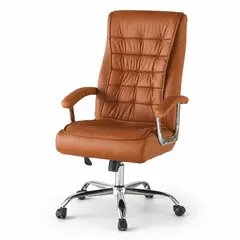 SPACE HOME - Silla de Oficina Café Magnus con Apoyabrazos, Respaldo Alto y Diseño Ejecutivo Elegante