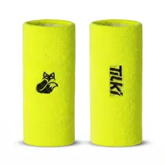 TILKI - Muñequera Larga XL Terry Amarillo Fluor X2 Tenis Padel