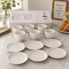 GENERICO - Set Tazas Ceramica Con Plato Desayuno Minimalista Elegante