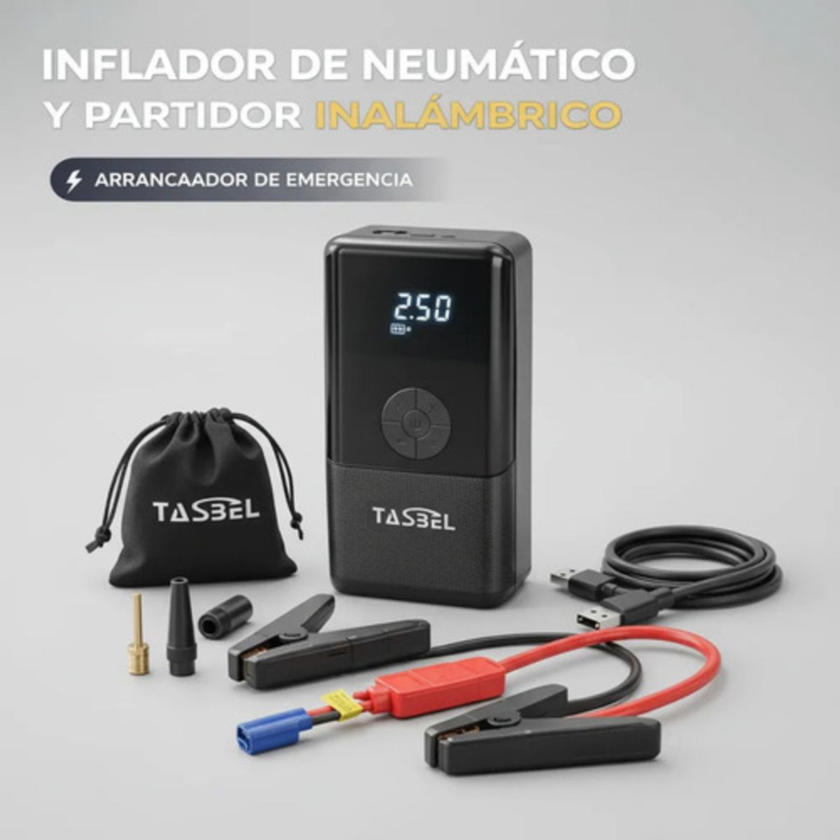 TASBEL - Inflador + Partidor Digital Mini premium Tasbel color Negro