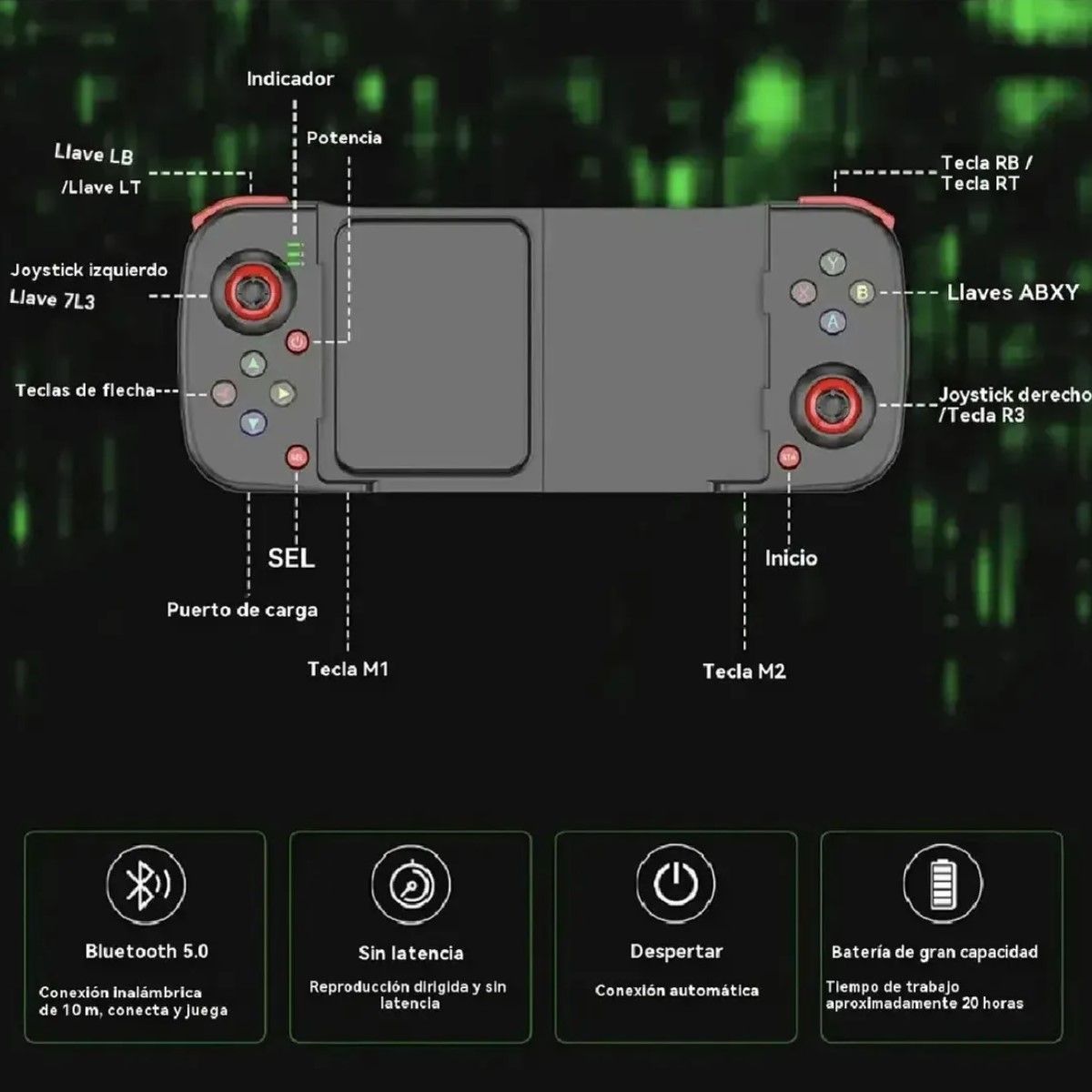 GENERICO - Gamepad Mobile Inalámbrica De Mando Juego Bluetooth Negro BELUG