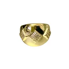 GENERICO - Anillo Rombos Dorado Enchapado en Oro 18K con Cristales