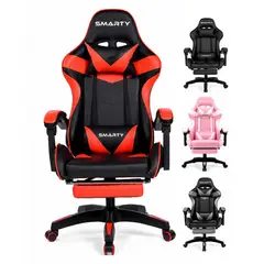 SMARTY - Silla Gamer Vector Negra Ergonómica Reclinable Con Reposapiés