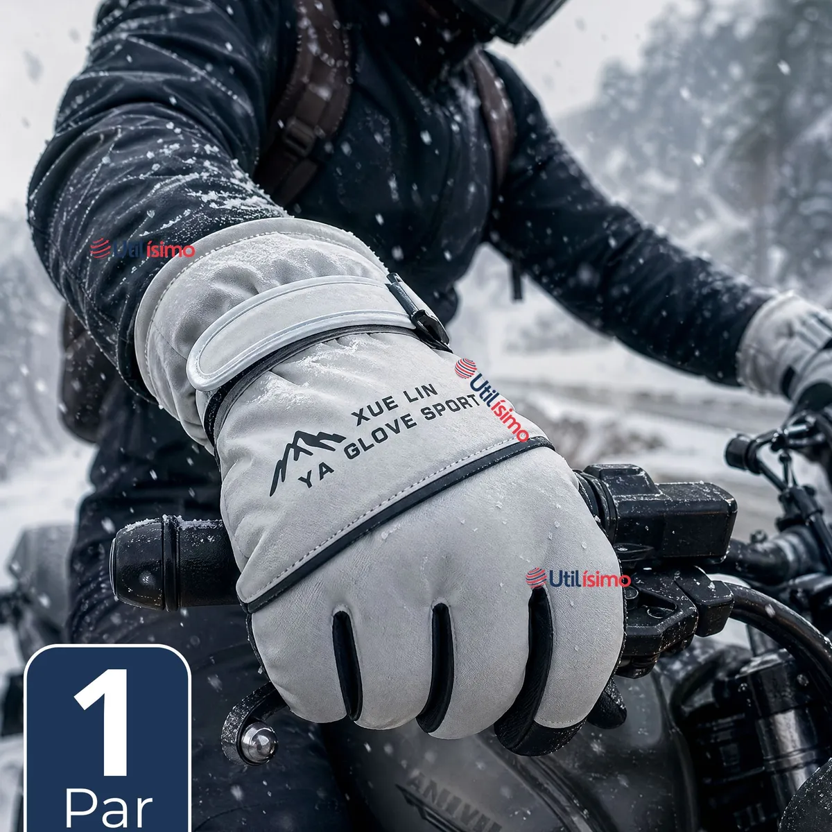 UTILISIMO - Guantes Esquí Gris Térmicos Impermeables TouchScreen Nieve Esquiar