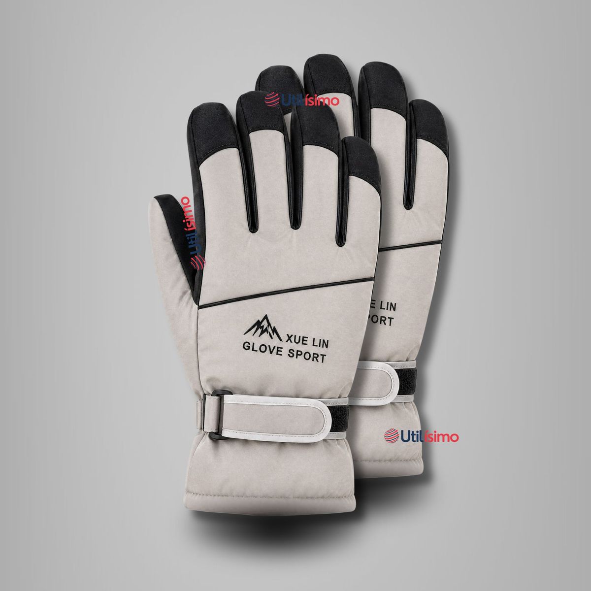 UTILISIMO - Guantes Esquí Gris Térmicos Impermeables TouchScreen Nieve Esquiar