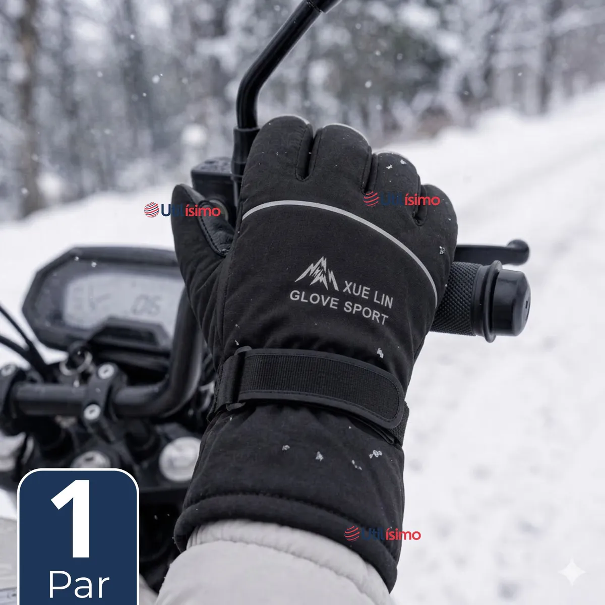 UTILISIMO - Guantes Esquí Negro Térmicos Impermeables TouchScreen Nieve Esquiar