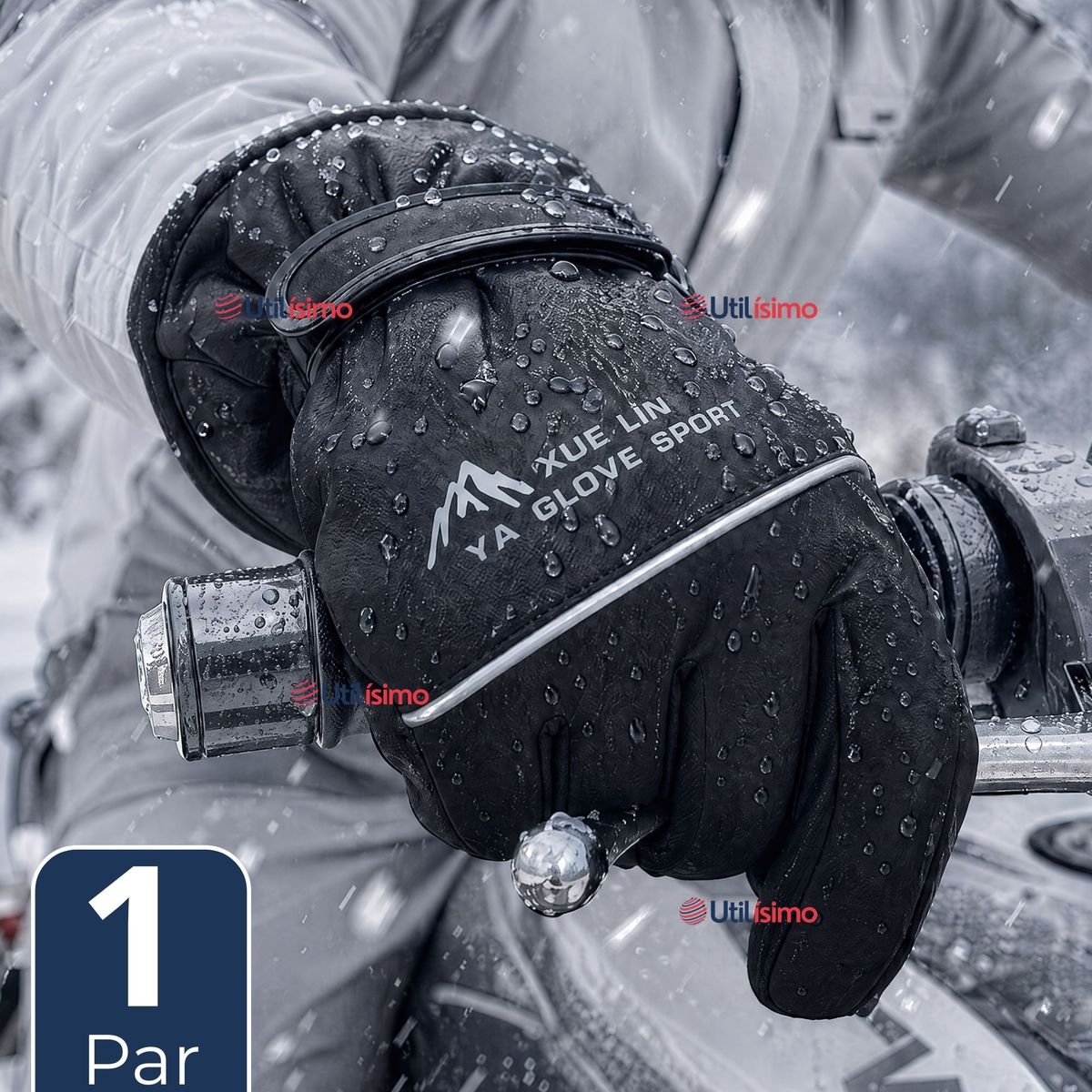 UTILISIMO - Guantes Esquí Negro Térmicos Impermeables TouchScreen Nieve Esquiar