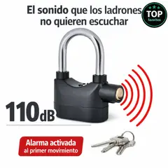 MOVI - Candado con Alarma 110dB Acero Moto, Bici, Portón y Bodega