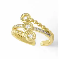 GENERICO - Anillo Triple Ajustable Enchapado en Oro con Cristales