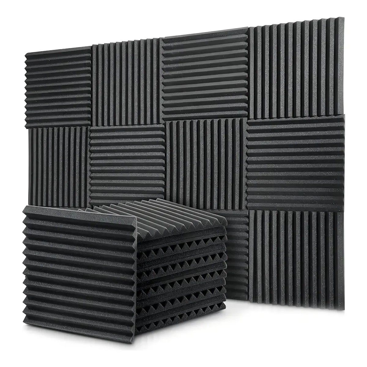 GENERICO - 12x Espuma Acústica Aislante Alta Calidad 30x30x2,5cm Color Negro BELUG