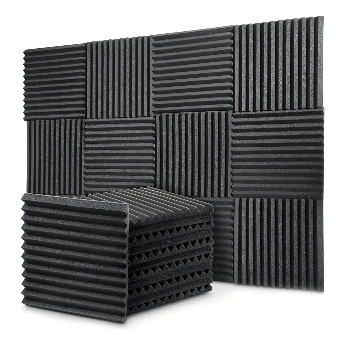 GENERICO - 12x Espuma Acústica Aislante Alta Calidad 30x30x2,5cm Color Negro BELUG