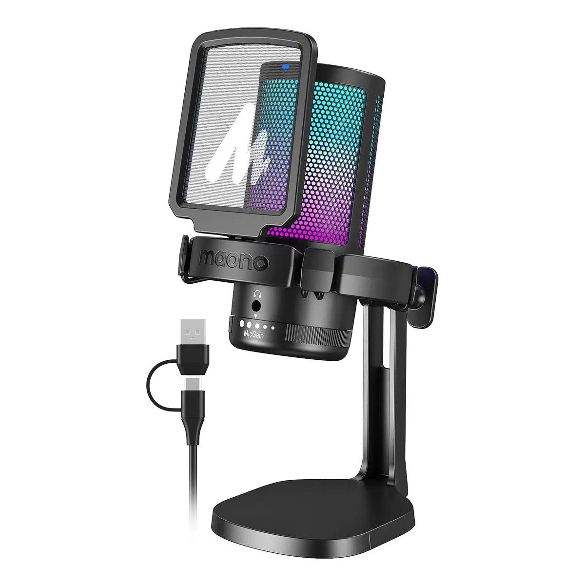 GENERICO - Micrófono de condensador Pro Gamer con soporte USB, color negro BELUG