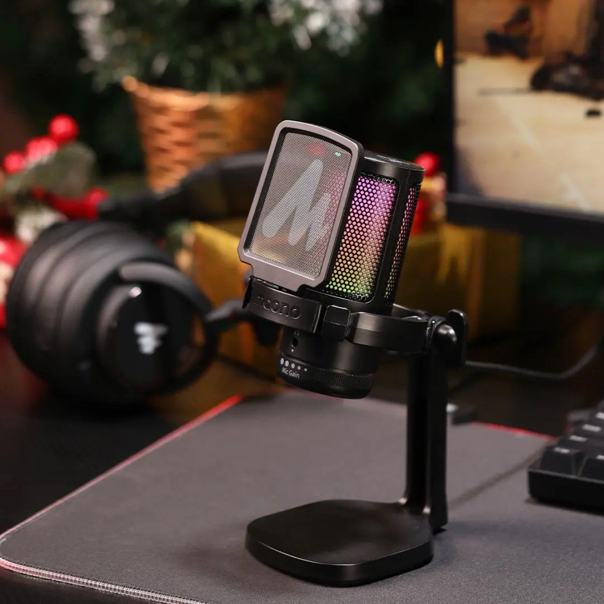 GENERICO - Micrófono de condensador Pro Gamer con soporte USB, color negro BELUG