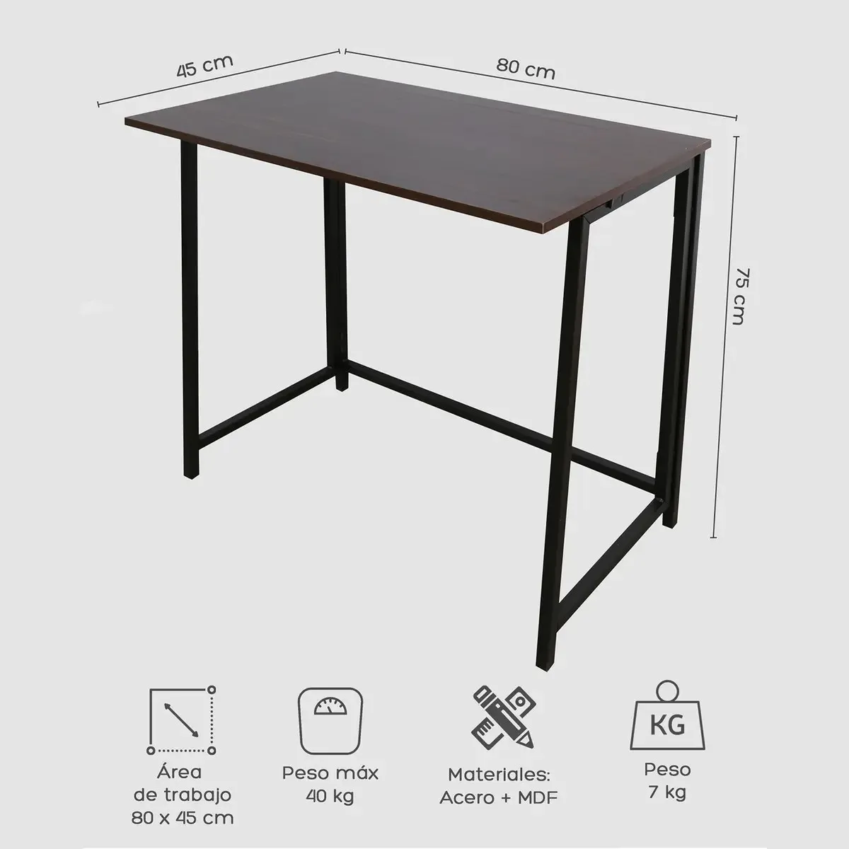 GENERICO - Escritorio Plegable Compacto Industrial Ideal para Oficina en Casa o Estudio Color Marrón BELUG