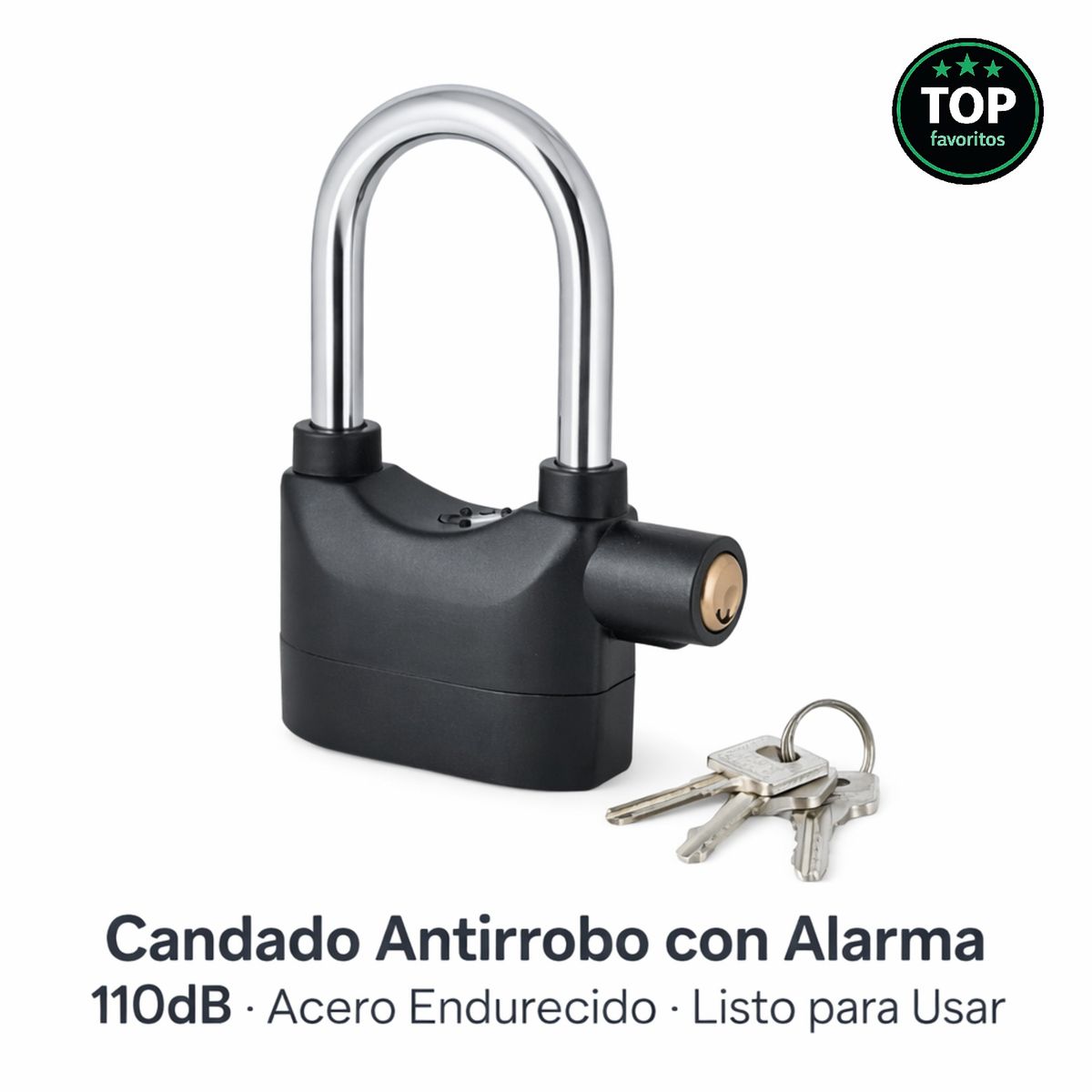 MOVI - Candado Antirrobo con Alarma 110dB  Acero  Moto, Bici, Portón y Bodega