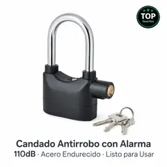 MOVI - Candado Antirrobo con Alarma 110dB Acero Moto, Bici, Portón y Bodega