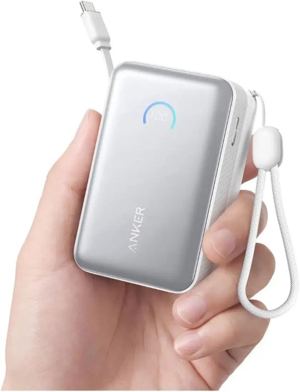 Nano Cargador Portátil Power Bank 10000mAh 45W Cable Retráctil Cable 70cm Pantalla Inteligente