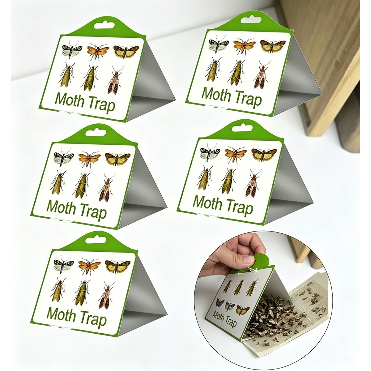 MOONCORE - Trampas Ecológicas para Polillas de Alimentos, Pack de 5, Segura para Mascotas y Niños