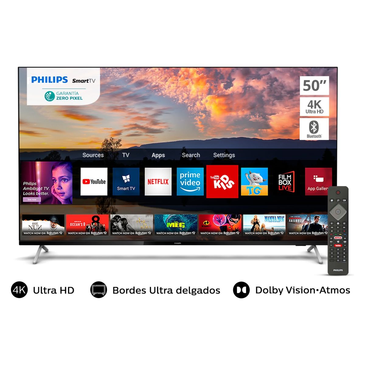 PHILIPS - Led 50" 50PUD7625 4K Ultra HD Smart TV