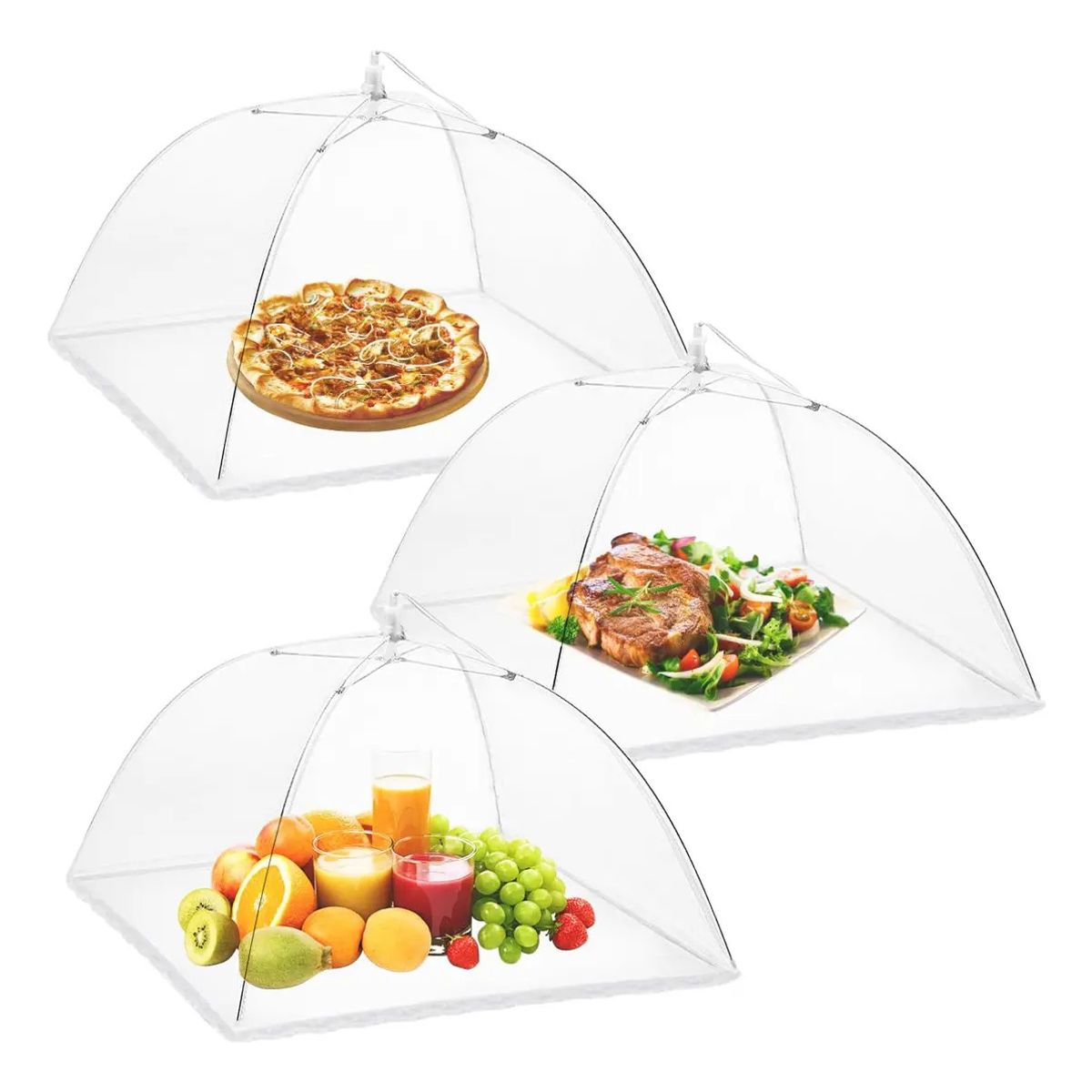 GENERICO - 3Pcs Cubiertas De Alimentos Plegable Prevención Moscas Transparent Para Cocina Picnic Camping
