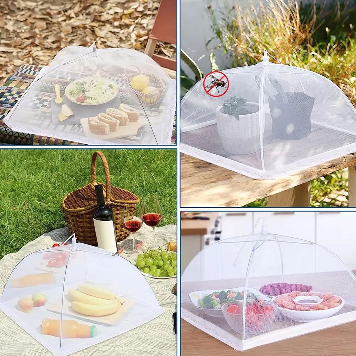 GENERICO - 3Pcs Cubiertas De Alimentos Plegable Prevención Moscas Transparent Para Cocina Picnic Camping