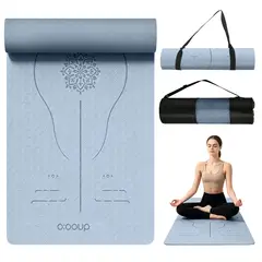 SUPERCENTER - Mat Yoga Tpe 8mm Antideslizante Colchoneta Ejercicio Pilates 185x61cm Azul