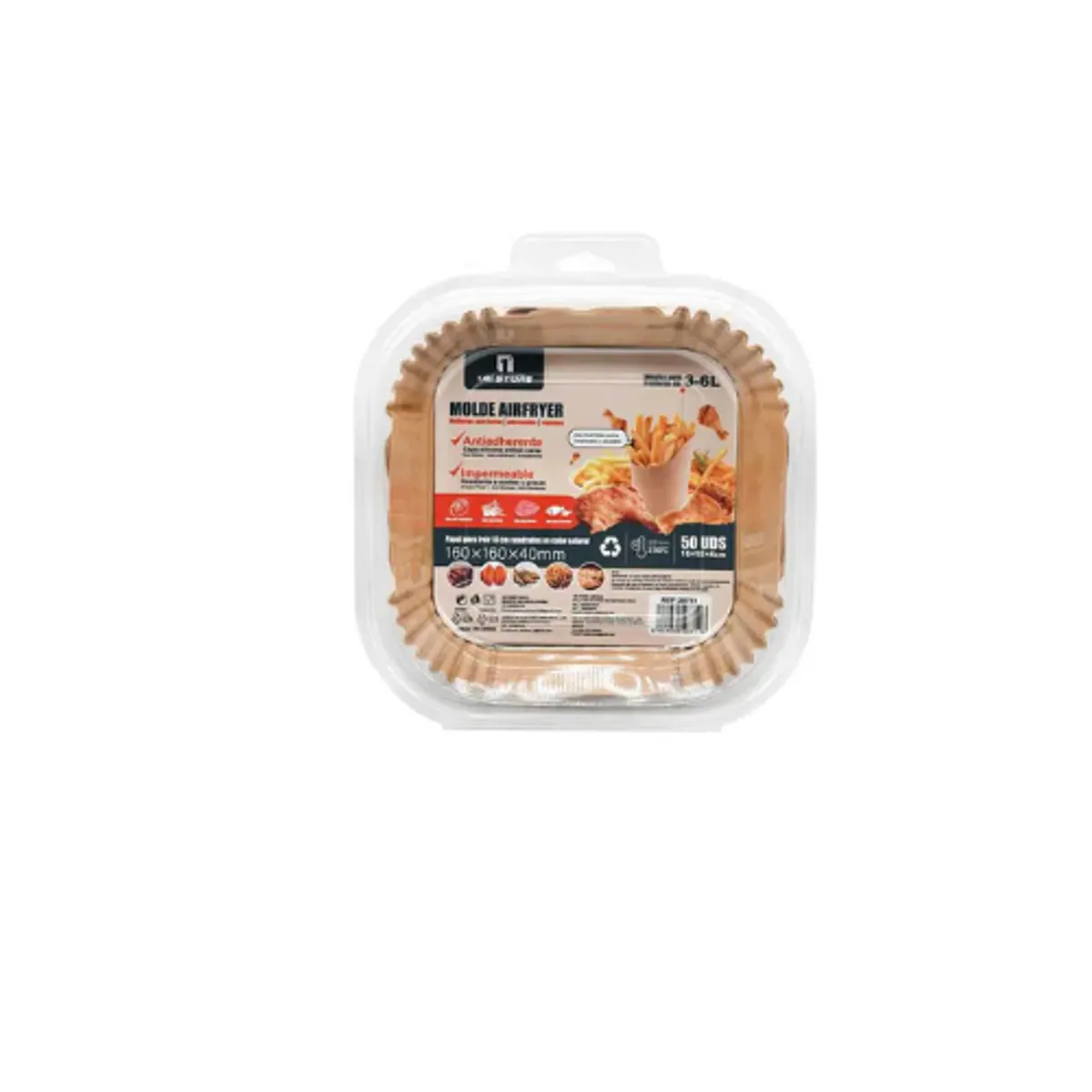 GENERICO - Papel Para Freidora De Aire 16CM Cuadrado 50unid 3 6L
