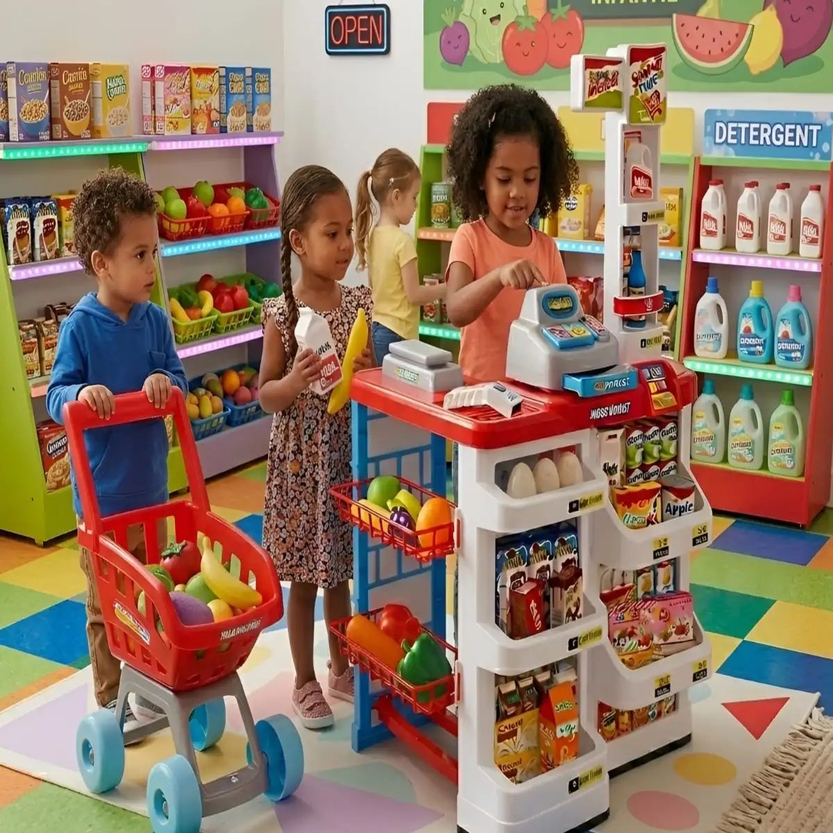 GENERICO - Set Supermercado de Juguete con Carrito y Accesorios