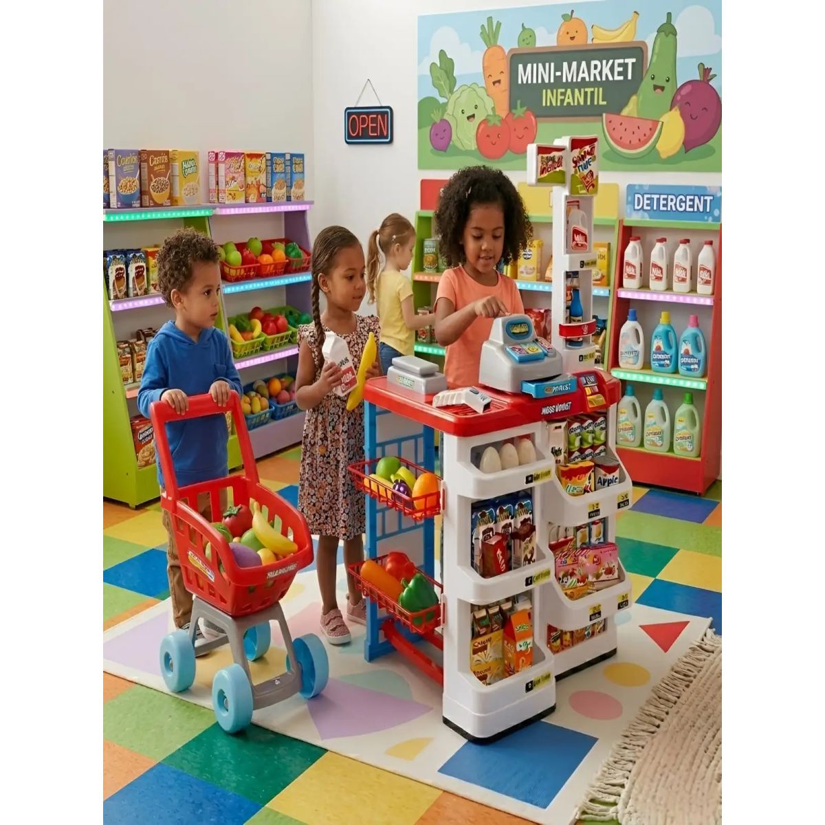 GENERICO - Set Supermercado de Juguete con Carrito y Accesorios