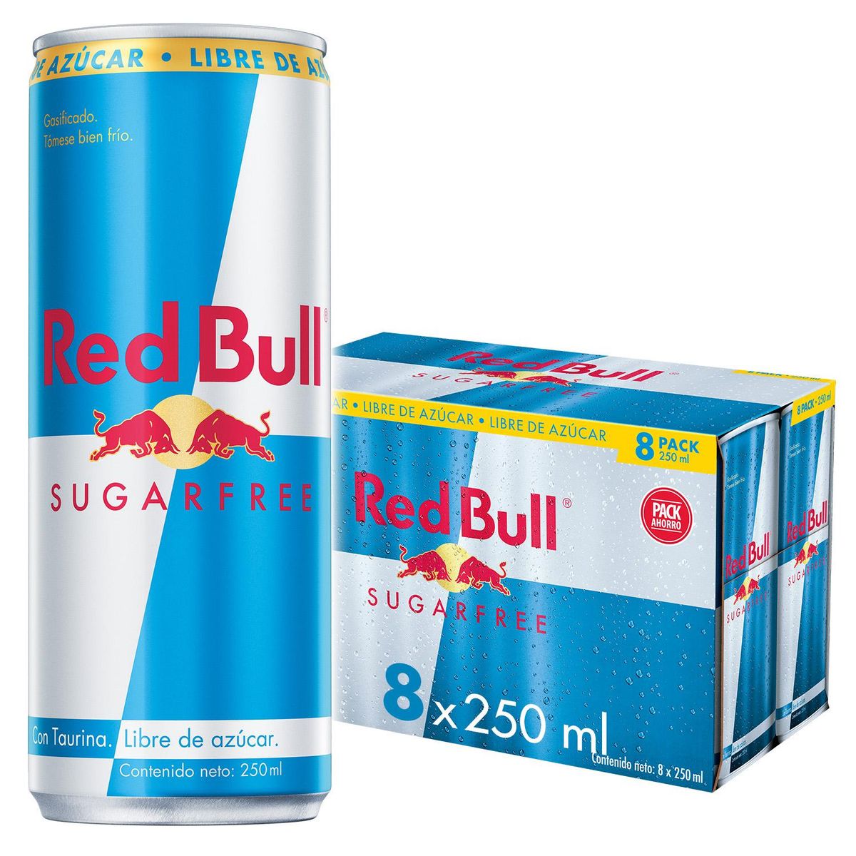 RED BULL - Red Bull Bebida Energética Pack 8 Latas Sin Azúcar 250ml