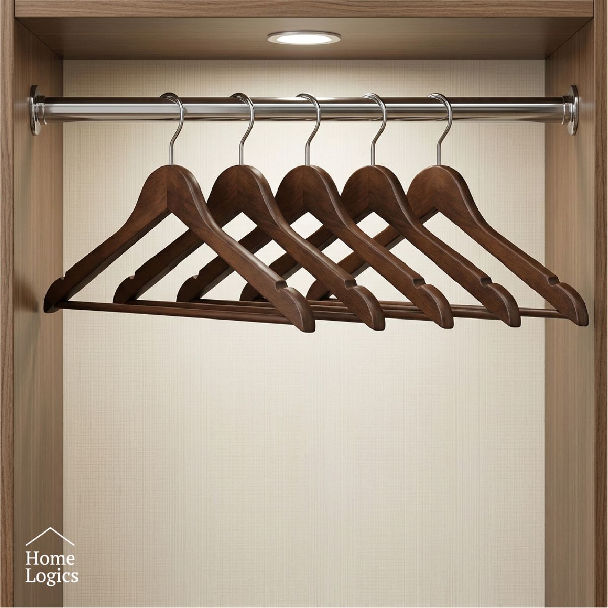 HOME LOGICS - Set 5 Colgadores Ropa Premium de Madera Lotus Home Logics Kiosclub